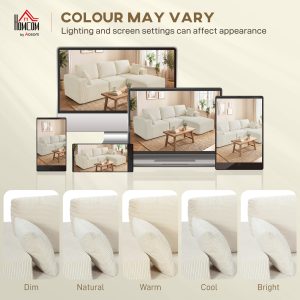 HOMCOM 2-in-1 Modular Sectional Sofa, Boneless L Shaped Couch Sofa Bed, Cream White - Image 24