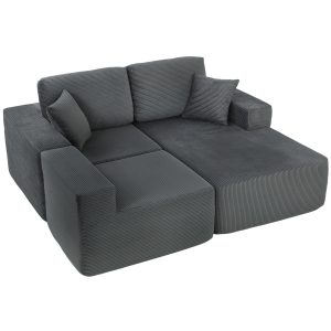HOMCOM 2-in-1 Modular Sectional Sofa, Boneless L Shaped Couch Sofa Bed, Dark Grey - Image 12