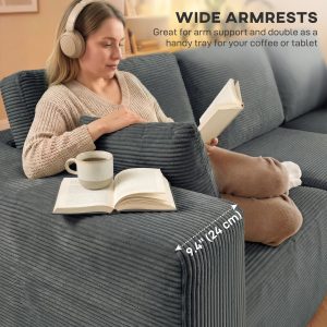 HOMCOM 2-in-1 Modular Sectional Sofa, Boneless L Shaped Couch Sofa Bed, Dark Grey - Image 17