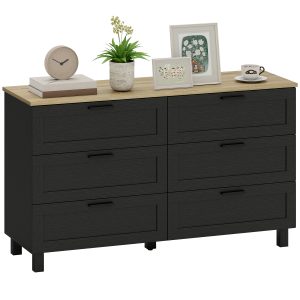 HOMCOM 47" Wide Chest of Drawers, Modern Dresser with 6 Drawers and Wood Legs for Bedroom, Living Room, Entryway, Black - Image 21