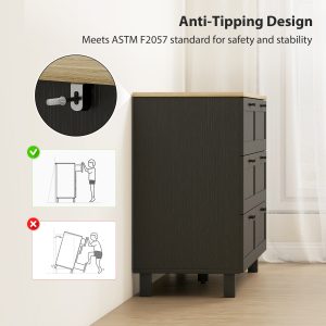 HOMCOM 47" Wide Chest of Drawers, Modern Dresser with 6 Drawers and Wood Legs for Bedroom, Living Room, Entryway, Black - Image 16