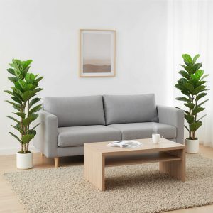 HOMCOM 4FT Artificial Fiddle Leaf Fig Tree Set of 2, Fake Potted Tree with Solid Wood Trunks for Indoor Decor, Green - Image 8