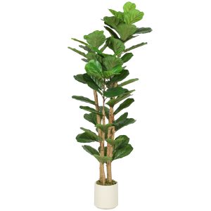 HOMCOM 5FT Artificial Fiddle Leaf Fig Tree, Fake Potted Tree with Solid Wood Trunks for Indoor Decor, Green - Image 11