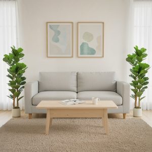 HOMCOM 5FT Artificial Fiddle Leaf Fig Tree Set of 2, Fake Potted Tree with Solid Wood Trunks for Indoor Decor, Green - Image 8