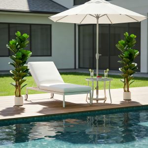 HOMCOM 5FT Artificial Fiddle Leaf Fig Tree Set of 2, Fake Potted Tree with Solid Wood Trunks for Indoor Decor, Green - Image 10