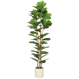 HOMCOM 6FT Artificial Fiddle Leaf Fig Tree, Fake Potted Tree with Solid Wood Trunks and Lifelike Leaves for Indoor Decor, Green - Image 11