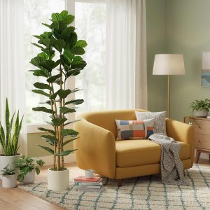 HOMCOM 6FT Artificial Fiddle Leaf Fig Tree, Fake Potted Tree with Solid Wood Trunks and Lifelike Leaves for Indoor Decor, Green - Image 10