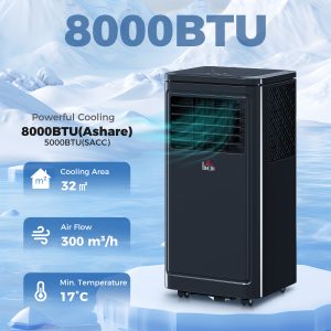 HOMCOM 8000 BTU Portable Air Conditioner with Cooling, Dehumidifier, Remote Control, 24-Hour Timer, Window Mount Kit, Black - Image 1