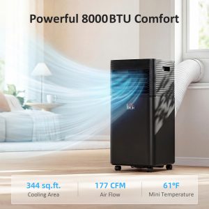 HOMCOM 8000 BTU Portable Air Conditioner with Fan & Dehumidifier Mode, Quiet AC Unit with Remote Control, 24-Hour Timer, Black - Image 12