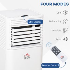 HOMCOM 8000 BTU Portable Air Conditioner with Fan & Dehumidifier Mode, Quiet AC Unit with Remote Control, 24-Hour Timer, White - Image 4