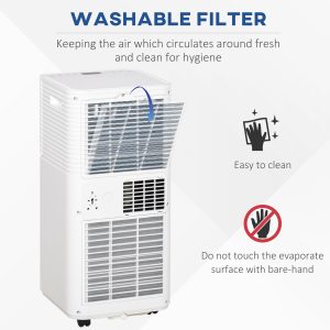 HOMCOM 8000 BTU Portable Air Conditioner with Fan & Dehumidifier Mode, Quiet AC Unit with Remote Control, 24-Hour Timer, White - Image 7