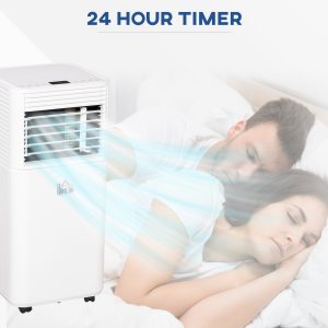 HOMCOM 8000 BTU Portable Air Conditioner with Fan & Dehumidifier Mode, Quiet AC Unit with Remote Control, 24-Hour Timer, White - Image 10