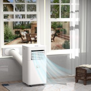 HOMCOM 8000 BTU Portable Air Conditioner with Fan & Dehumidifier Mode, Quiet AC Unit with Remote Control, 24-Hour Timer, White - Image 8