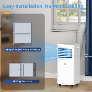 HOMCOM 8000 BTU Portable Air Conditioner with Fan & Dehumidifier Mode, Quiet AC Unit with Remote Control, 24-Hour Timer, White - Image 9