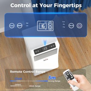 HOMCOM 8000BTU Mobile Portable Air Conditioner with Cooling, Dehumidifier, 2 Speed Fans, 24-Hour Timer for Bedroom, White - Image 5