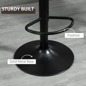 HOMCOM Adjustable Bar Stools Set of 2, Leathaire Swivel Barstools with Back and Footrest, Upholstered Bar Chairs for Kitchen, Dining Room, Home Pub, Brown - Image 6