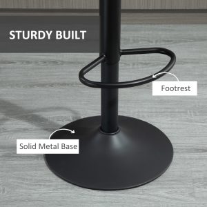 HOMCOM Adjustable Bar Stools Set of 2, Leathaire Swivel Barstools with Back and Footrest, Upholstered Bar Chairs for Kitchen, Dining Room, Home Pub, Grey - Image 6