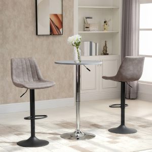 HOMCOM Adjustable Bar Stools Set of 2, Leathaire Swivel Barstools with Back and Footrest, Upholstered Bar Chairs for Kitchen, Dining Room, Home Pub, Grey - Image 7