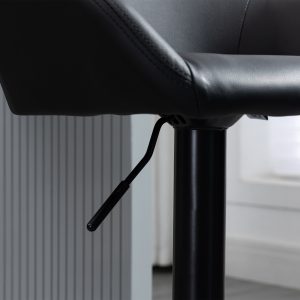 HOMCOM Adjustable Bar Stools Set of 2, Swivel Barstools with Footrest and Back, PU Leather and Steel Round Base, Black - Image 10