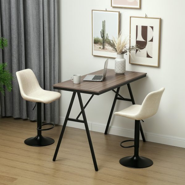 HOMCOM Adjustable Barstools Set of 2, Swivel Bar Stools with Back and Footrest for Kitchen Island Counter, Beige - Image 1