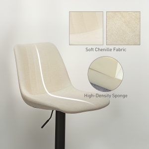 HOMCOM Adjustable Barstools Set of 2, Swivel Bar Stools with Back and Footrest for Kitchen Island Counter, Beige - Image 7