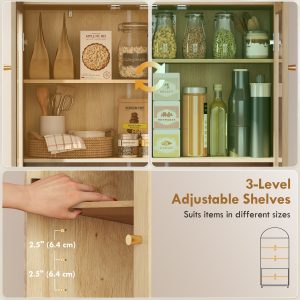 HOMCOM Arched Kitchen Pantry Cabinet, 71" Tall Farmhouse Kitchen Storage Cabinet with Acrylic Glass Doors, Oak - Image 25