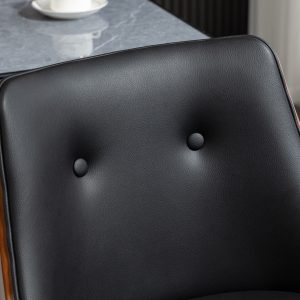 HOMCOM Bar Height Bar Stools Set of 2, PU Leather Upholstered Swivel Barstools with Solid Wood Legs Footrest and Tufted Back, Black - Image 11