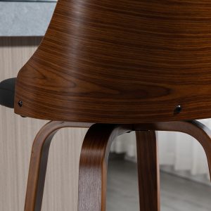 HOMCOM Bar Height Bar Stools Set of 2, PU Leather Upholstered Swivel Barstools with Solid Wood Legs Footrest and Tufted Back, Black - Image 12