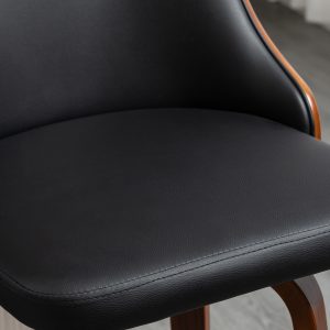 HOMCOM Bar Height Bar Stools Set of 2, PU Leather Upholstered Swivel Barstools with Solid Wood Legs Footrest and Tufted Back, Black - Image 10