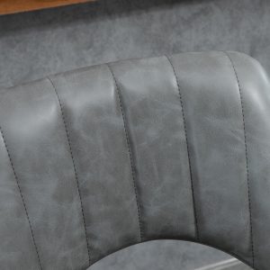 HOMCOM Bar Stools Set of 2, Swivel Counter Height Barstools with Adjustable Height and Cutout Back, Faux Leather Upholstered Bar Chairs with Round Metal Base and Footrest, Grey - Image 11