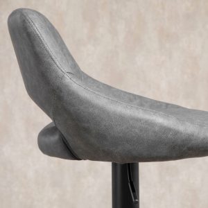 HOMCOM Bar Stools Set of 2, Swivel Counter Height Barstools with Adjustable Height and Cutout Back, Faux Leather Upholstered Bar Chairs with Round Metal Base and Footrest, Grey - Image 10