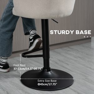 HOMCOM Bar Stools Set of 2, Swivel Counter Height Barstools with Back, Footrest, Adjustable Height, Beige - Image 17