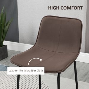 HOMCOM Bar Stools Set of 2, Upholstered Counter Height Bar Chairs, 26" (66 cm) Kitchen Stools with Steel Legs for Dining Area, Kitchen Aisle, Coffee - Image 5