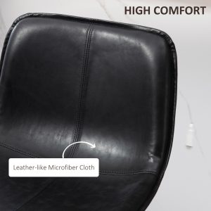 HOMCOM Bar Stools Set of 2, Upholstered Counter Height Bar Chairs, Kitchen Stools with Steel Legs - Image 5