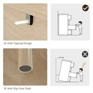 HOMCOM Bedroom Chest of Drawers, 6 Drawer Dresser with Fluted Panels and Solid Wood Legs, Storage Cabinet for Living Room, Oak - Image 6