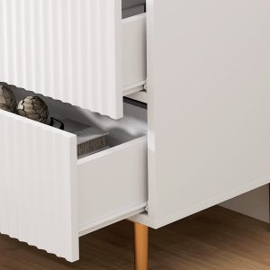 HOMCOM Bedside Table, Modern Nightstand with 2 Drawers, Side End Table with Metal Legs for Living Room, Bedroom, White - Image 11