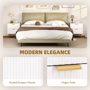 HOMCOM Bedside Table, Modern Nightstand with 2 Drawers, Side End Table with Metal Legs for Living Room, Bedroom, White - Image 11