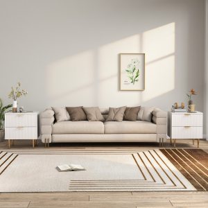 HOMCOM Bedside Table, Modern Nightstand with 2 Drawers, Side End Table with Metal Legs for Living Room, Bedroom, White - Image 17