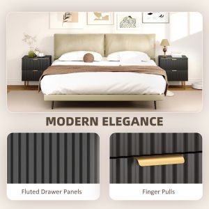 HOMCOM Bedside Table Set of 2, Modern Nightstand with 2 Drawers, Side End Table with Metal Legs for Living Room, Bedroom, Black - Image 10