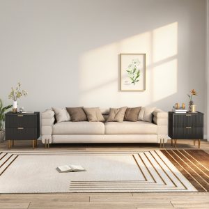 HOMCOM Bedside Table Set of 2, Modern Nightstand with 2 Drawers, Side End Table with Metal Legs for Living Room, Bedroom, Black - Image 16