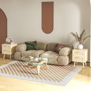 HOMCOM Boho Design Nightstand Set of 2, Side End Table with 2 Drawers for Living Room, Bedroom - Image 8