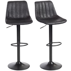 HOMCOM Counter Height Bar Stools Set of 2, Adjustable Height Bar Chairs with Swivel Seat, Leathaire Upholstery, Black - Image 11
