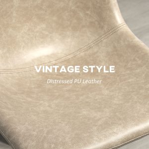 HOMCOM Counter Height Bar Stools Set of 2, Vintage PU Leather Bar Chairs, Kitchen Stool with Footrest, Beige - Image 4