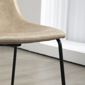 HOMCOM Counter Height Bar Stools Set of 2, Vintage PU Leather Bar Chairs, Kitchen Stool with Footrest, Beige - Image 10