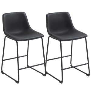 HOMCOM Counter Height Bar Stools Set of 2, Vintage PU Leather Bar Chairs, Kitchen Stool with Footrest, Dark Brown - Image 11