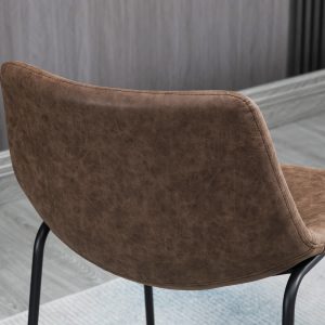 HOMCOM Counter Height Bar Stools Set of 2, Vintage PU Leather Bar Chairs, Kitchen Stools w/ Footrest for Home Bar, Brown - Image 9