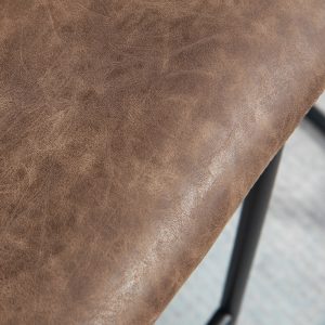 HOMCOM Counter Height Bar Stools Set of 2, Vintage PU Leather Bar Chairs, Kitchen Stools w/ Footrest for Home Bar, Brown - Image 10