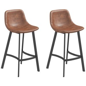 HOMCOM Counter Height Stools Set of 2, Upholstered Kitchen Stool with Back and Steel Legs - Image 12