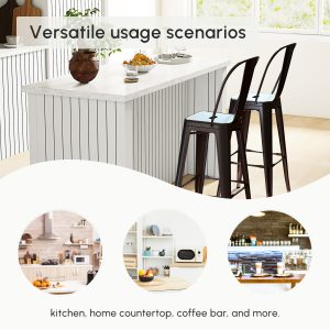 HOMCOM Counter Height Stools Set of 2, Upholstered Kitchen Stool with Back and Steel Legs - Image 6