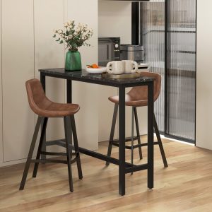HOMCOM Counter Height Stools Set of 2, Upholstered Kitchen Stool with Back and Steel Legs - Image 9